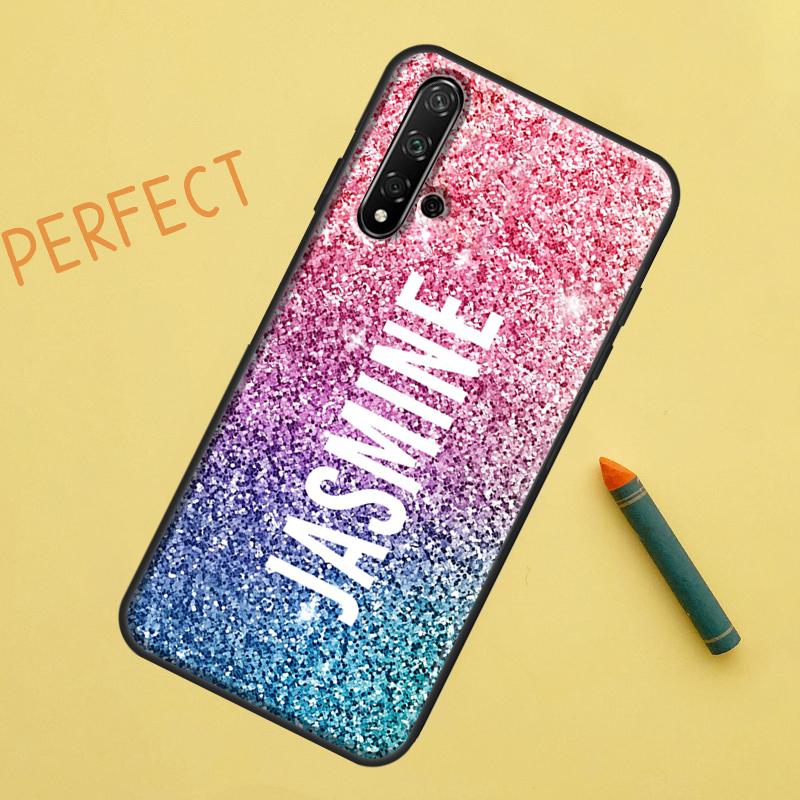 Personalised Glitter Ombre Name Case For Huawei Nova 9 10 SE 11i 8i 7i 3i Nova 5T Y60 Y61 Y70 Y90 P20 P30 P40 Lite P60 Pro