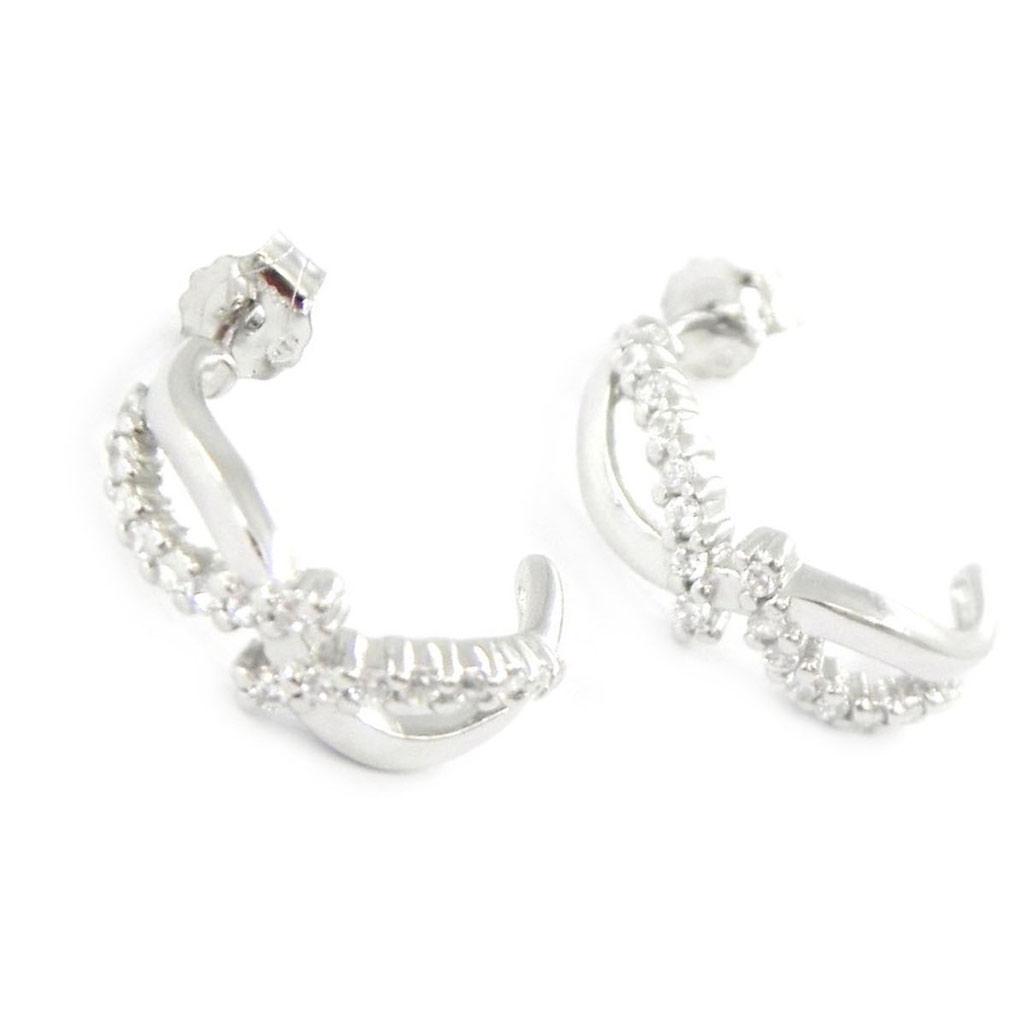 Les Trésors De Lily [E0258] — Белые серебряные серьги-кольца «Богиня»