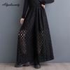 Korean Fashion Spring Summer Women Plus Size Pants High Waist Black Lace Wide Leg Trousers Stylish Hollow Out Casual Baggy Pants
