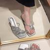 Крутые тапочки женские летние для улицы новые маленькие сандалии высококлассные изысканные шпильки на высоком каблуке