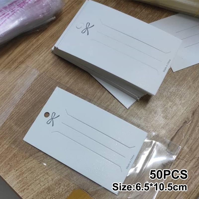 50Pcs White Hairpin Card Trinket Bow Display Cards Cardboard Packing Paper