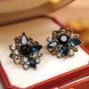 Серьги-гвоздики в стиле Court Diamonds, полностью покрытые цветами, Средневековый Винтажный Характер, Легкая Роскошь, Высокое Чувство, Персонализированные Серьги