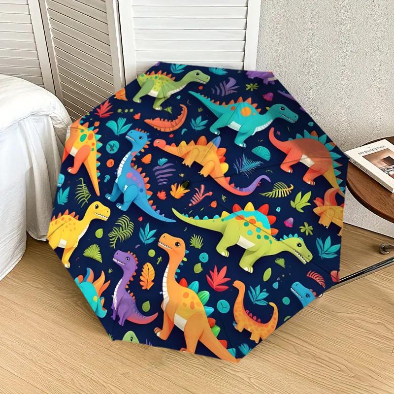1pc Colorful Dinosaurs Pattern Umbrella with Plastic Handle,Suitable for All Seasons Home Travel Outdoor UmbrellaDD1808