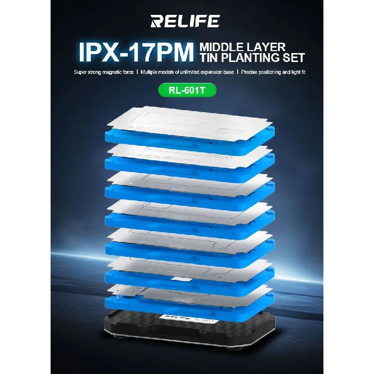 RELIFE RL-601T 31 в 1 BGA Трафарет для реболлинга для iPhone X-17PM Трафарет для пайки оловом средней части материнской платы Паяльный инструмент