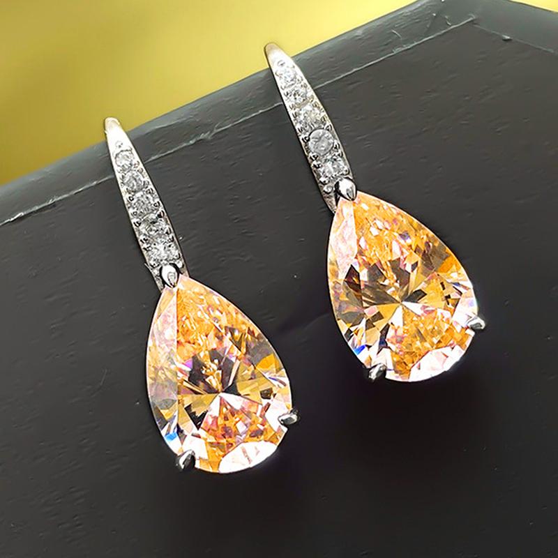 Серьги Huitan Pink/Yellow Pear Circonia для женщин, модные элегантные женские аксессуары для пирсинга, романтические украшения