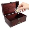 Шкатулка для украшений Квадратная форма Потертая отделка Сундук для хранения Деревянный футляр Мини-органайзер Шкатулка для сокровищ Подарки