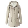 Women's Plush Jacket, Casual Solid Color Hooded Drawstring Jacket