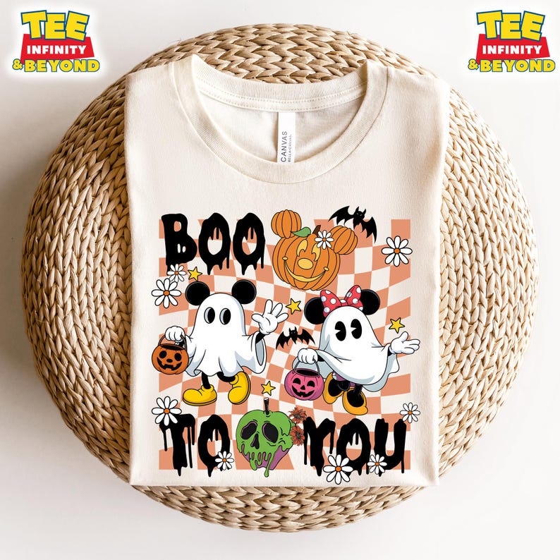 Disney Mickey and Minnie Boo Ghost Halloween Costume Boo To You Shirt, Mickey's Not So Scary Halloween Party T-Shirt, Disney Halloween Shirt