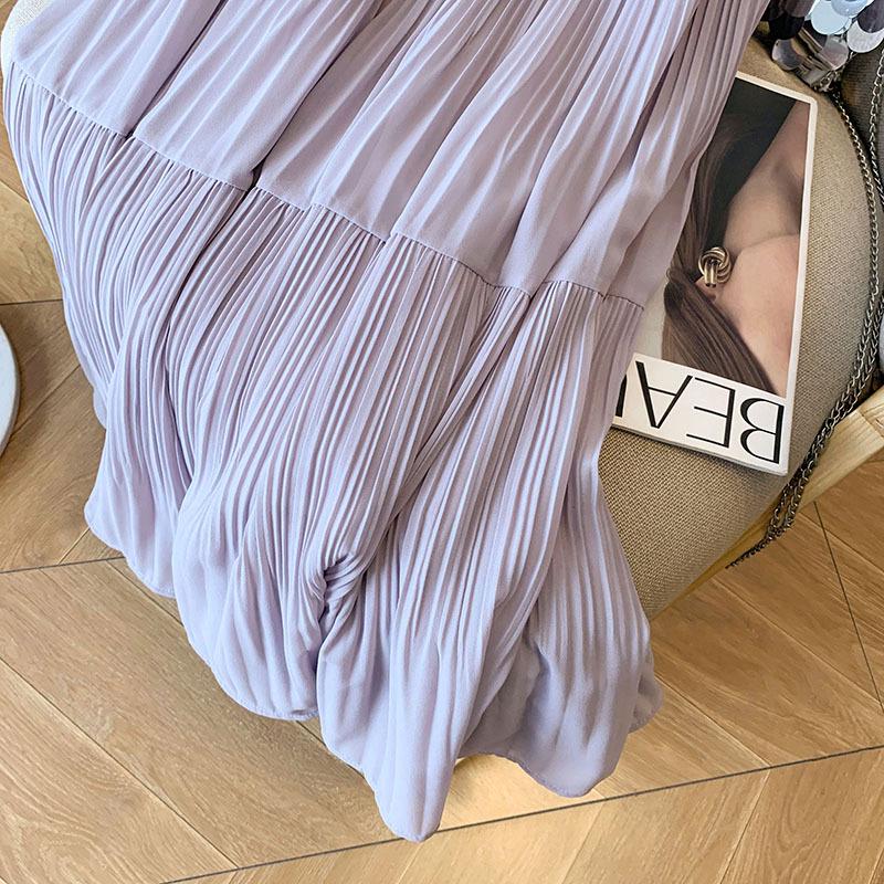 Женская юбка весна-лето 2025 Purple Fairy Gauze: Тонкий, универсальный, плиссированный дизайн