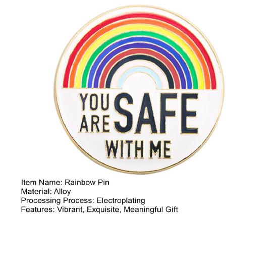 Значок You Are Safe with Me, значок на лацкан с радужной эмалью и вдохновляющей цитатой, брошь Color Block для одежды, сумок, рюкзаков, курток, шляп