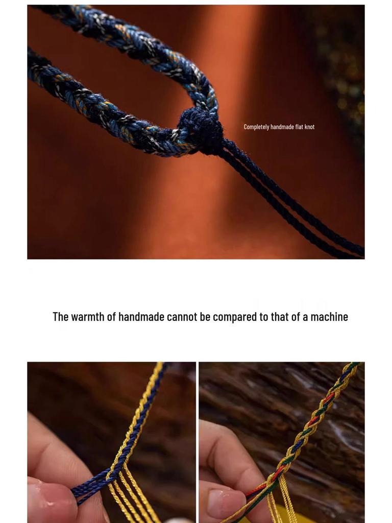 Тибетское ожерелье-компас «Восемь сокровищ» с плетеным шнурком и подвеской-танкой с мантрой