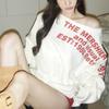 Американская диагональная плечевая Y2k буква печати топы женская мода длинный рукав свитер женский Spice Girl свободные Ins осень новая футболка