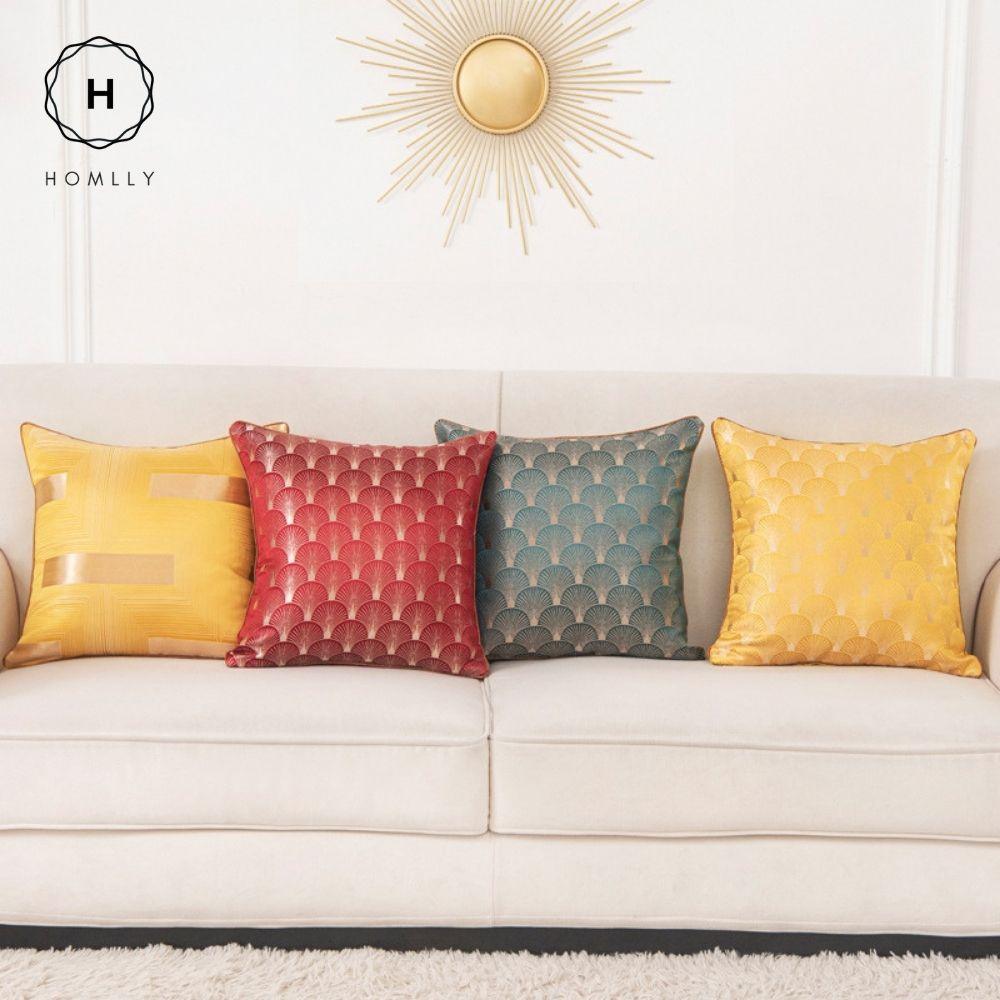 Homlly Oriental Fan Jacquard Cushion Cover Pillowcase X2PCS