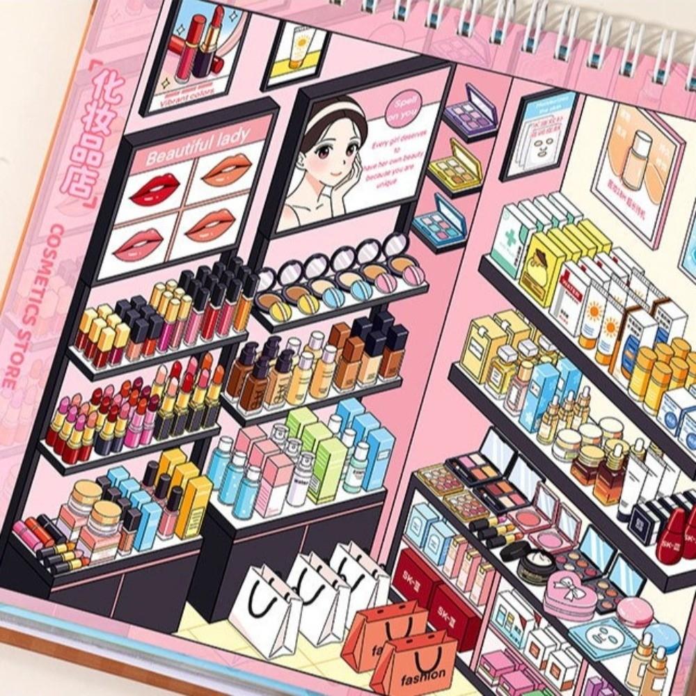 Shop Scene Sticker Book 10 Scenes 33 Sheets Miniature Scene Sticker Scenery Stickers Children Toy