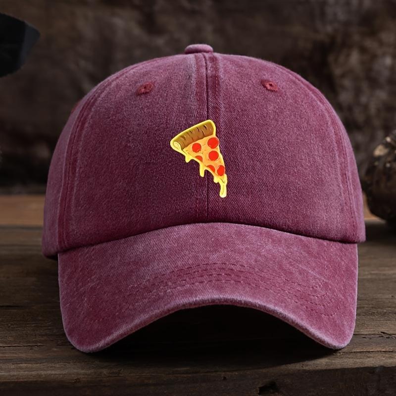 Fun golden pizza slice printed baseball cap for both men and women, adjustable casual outdoor party outfit