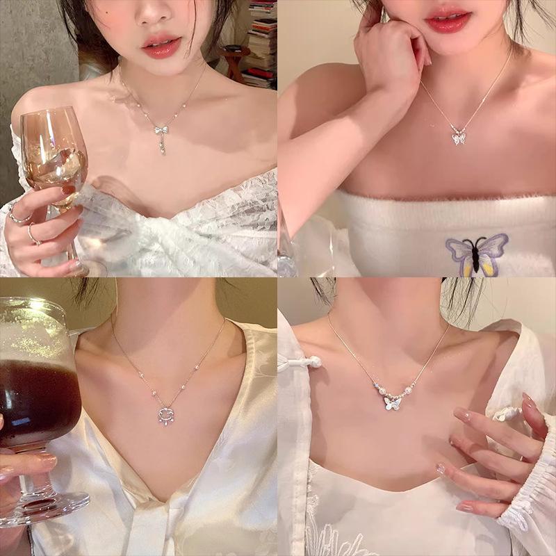 «Модное элитное жемчужное ожерелье: Универсальная цепочка на ключицу из титановой стали для женщин