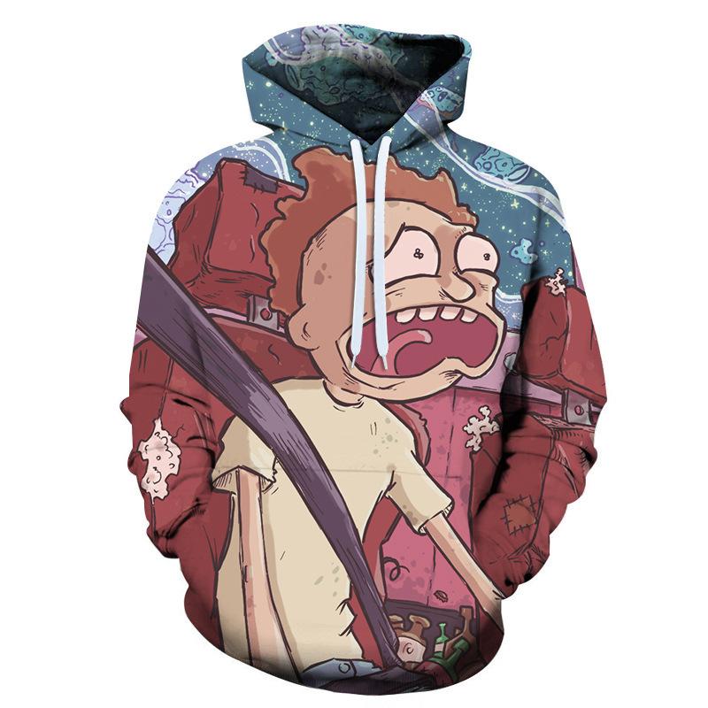 Autumn 3D Animation "Rick and Morty" Printed Hoodies Fashionable Casual Sports Long Sleeved Men's Hooded Sweatshirts