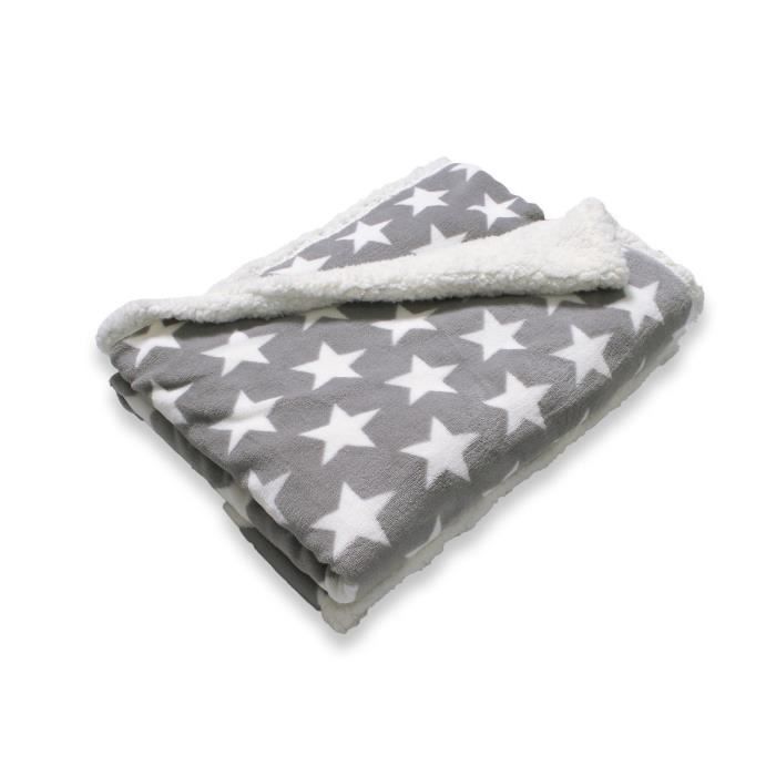 SOLEIL D'OCRE Plaid Sherpa Star 120x160 cm gris