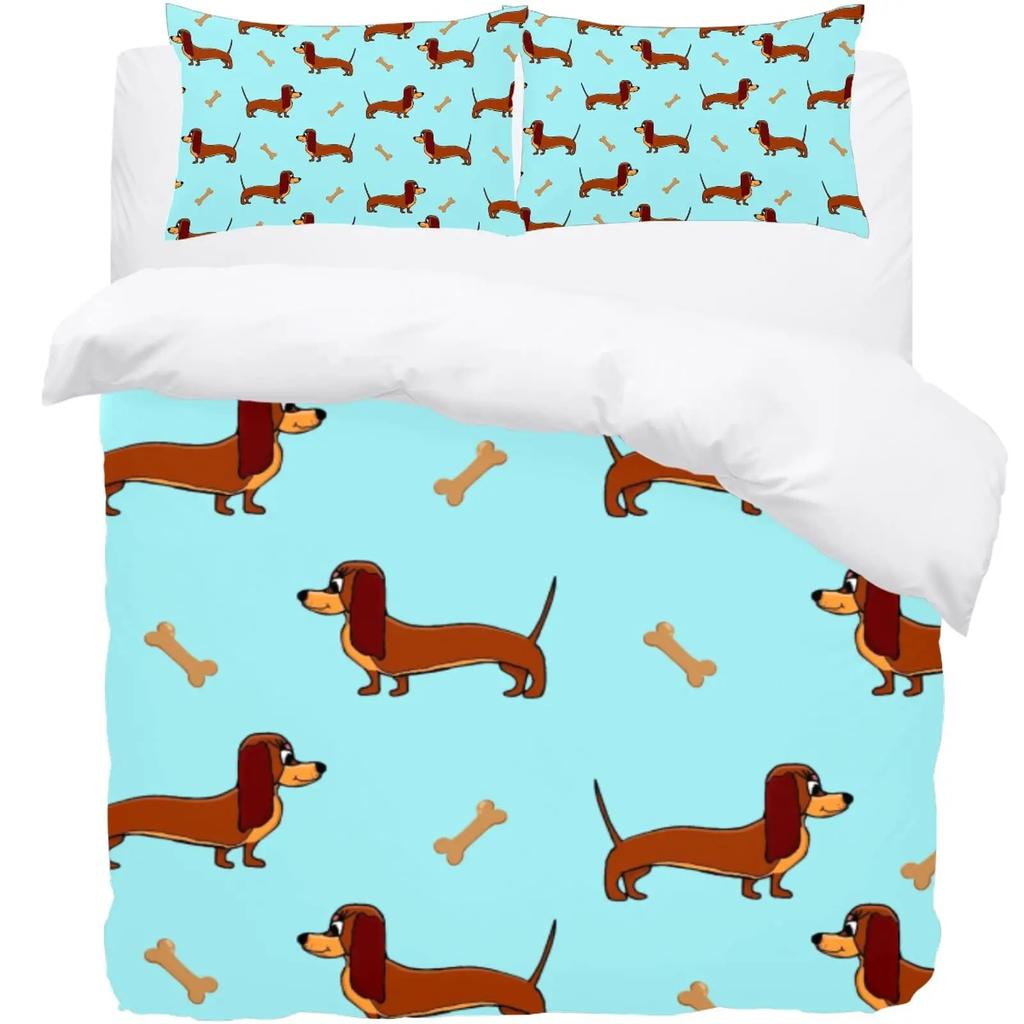 Комплект постельного белья с изображением мультяшной таксы, милый пододеяльник с изображением собаки-сосисочки, комплект постельного белья с принтом щенка, чехол из полиэстера с изображением животных