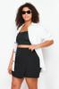 Women's Style Plus Size Black Pocket Detailed Woven Shorts Skirt