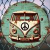 Retro Green Car Theme Design Aluminum Sign Inch Round Decorative Metal Plaque Garage Bedroom Office Wall Art
