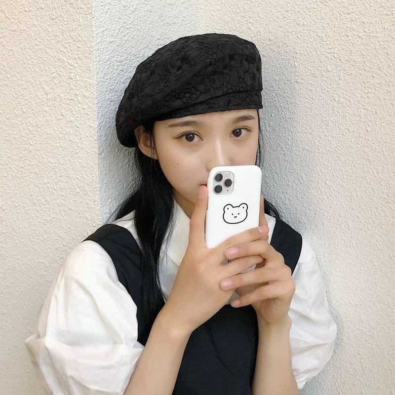 Берет женский летний тонкий дышащий универсальный Belle Hat Милая и милая цветочная кружевная шляпа художника