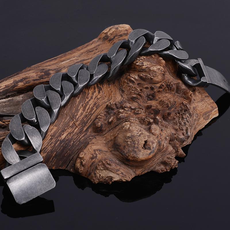 Мужские браслеты дружбы шириной 24 мм, тяжелый черный мужской браслет из нержавеющей стали с пряжкой ремня, звено цепи, металлические украшения