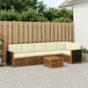 Corner Sofa Set with Cushions 6 pcs Natural and Cream