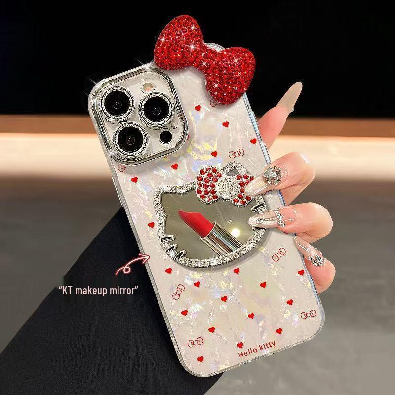 Совместимый чехол Heart KT Cat для iPhone 17 Pro Max/16/15, Точная посадка, Текстурный дизайн для женщин