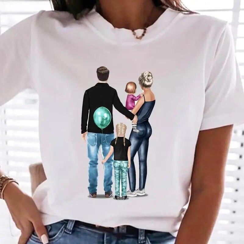 Women Family Mom Mother Mama T-shirts Female T Tee Cartoon Sweet Love Son 90s Clothes Lady Casual Shirt Graphic Tshirt Top