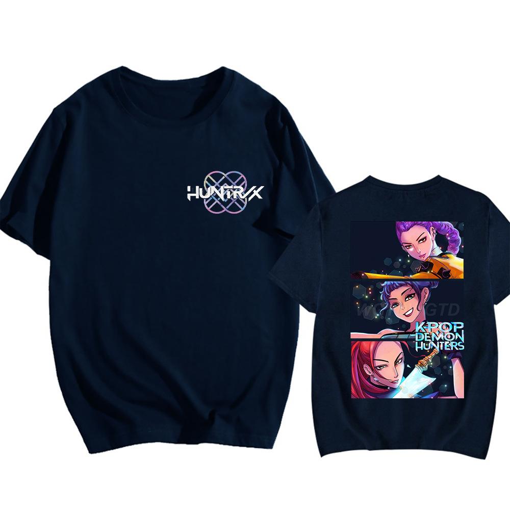 KPop Demon Hunters Printed Round Neck Short Sleeved T-shirt Cross-border Loose Base Top