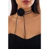 Women's Black Satin Rose Choker Necklace