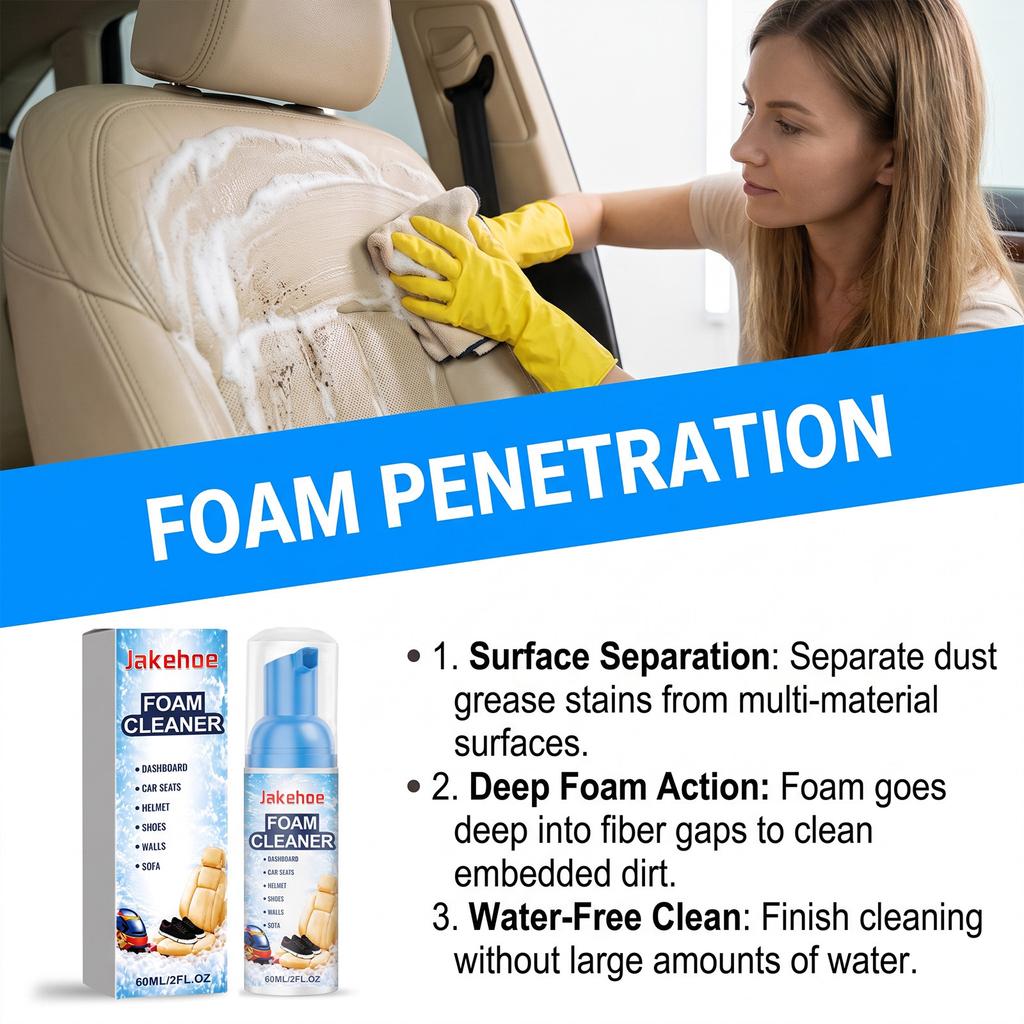 JAKEHOE Multi-Purpose Foam Cleaner for Furniture Sofa Seat Stain Remover Restorer