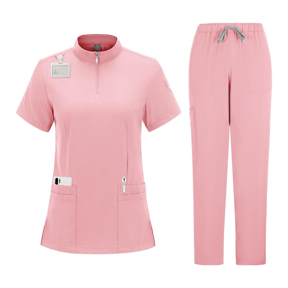 Эластичный костюм-скраб на молнии со стойкой для медицинских работников