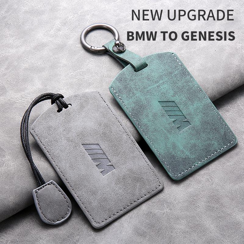 HINW3 Suede Leather Car Smart NFC Card Key Case Cover Shell For BMW M M3 M5 M4 Series X1 X3 X5 X6 X7 535le Keychain Holder Accessories