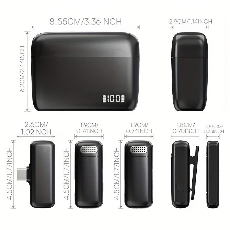 Беспроводной микрофон для iPhone - с зарядным чехлом на 500 мАч и 30 часами работы в режиме воспроизведения, 2 шт., миниатюрный петличный микрофон с клипсой, маленький микрофон для записи видео
