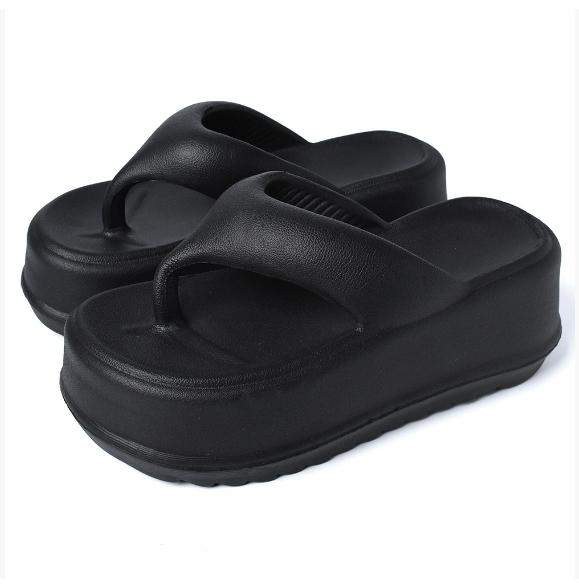 Модные летние тапочки для женщин, резиновые шлепанцы, платформа, пляжные сандалии, низкая мода, гавайские сабо с массажем, 2024