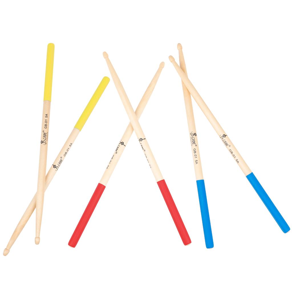 SLADE 3 Pairs 5A Drum Sticks Maple Wood Drumsticks Triangular Tip Non-Slip Rubber Handle Musical