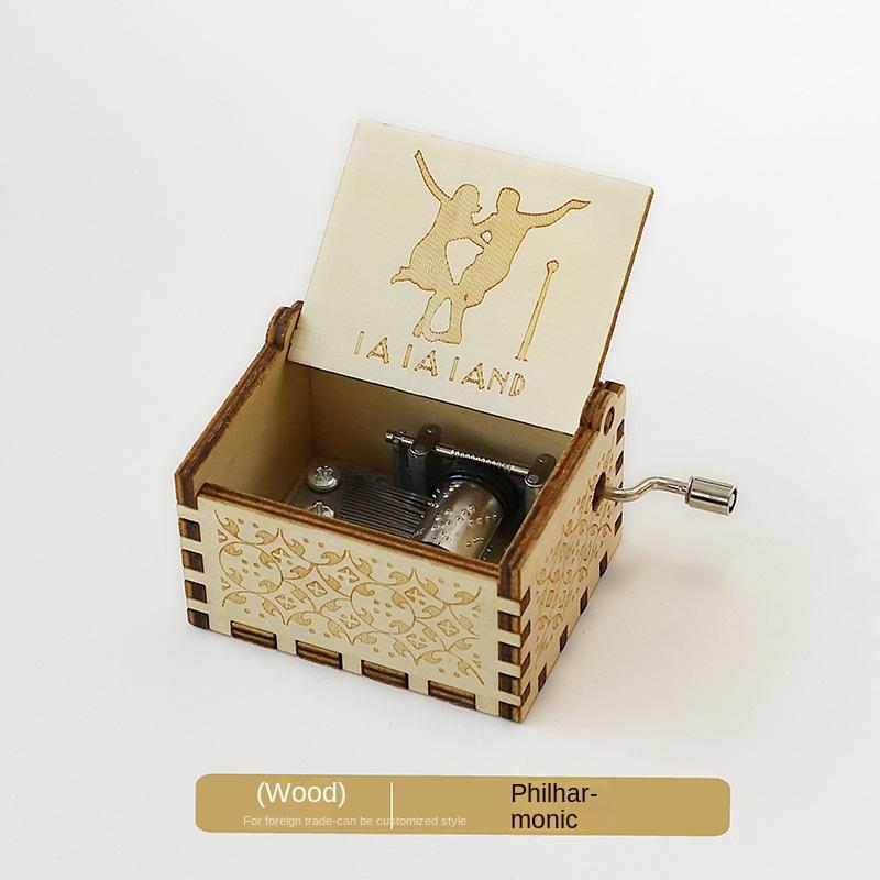 Деревянная музыкальная шкатулка, классическая резьба, музыкальная шкатулка с ручным заводом, рождественский подарок ручной работы