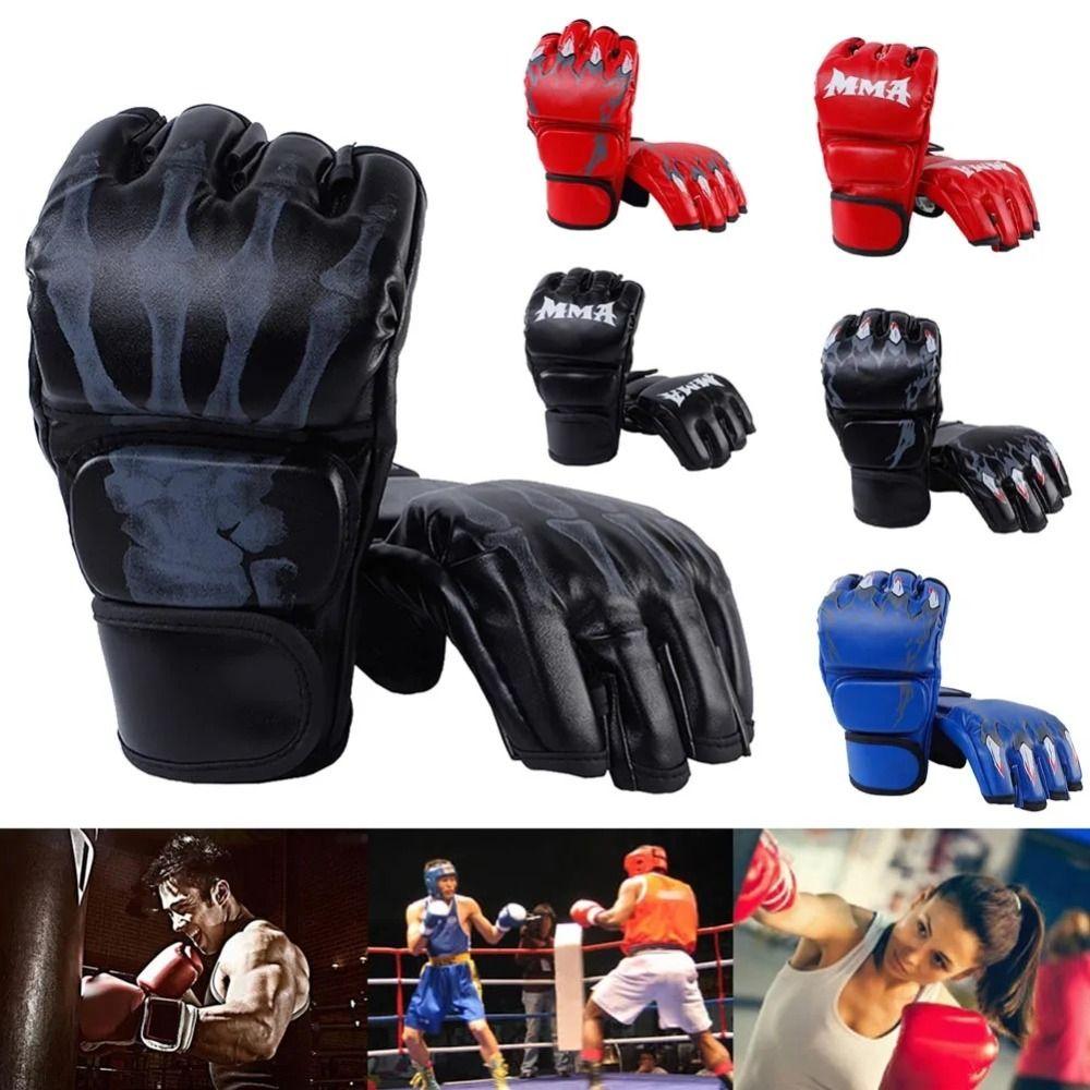 PU Taekwondo Gloves Half Finger Punching Gloves Durable Workout Gloves  for Men Women