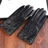 Women's Autumn and Winter Sheepskin Gloves, Piled and Thickened Outdoor Sports, Warm and Cold-proof Fashion Bow Touch Screen Gloves