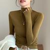 Semi-turtleneck Bottoming Shirt Women's Autumn and Winter New Tight-fitting Long-sleeved Shirt Slim-fitting and Thin Top