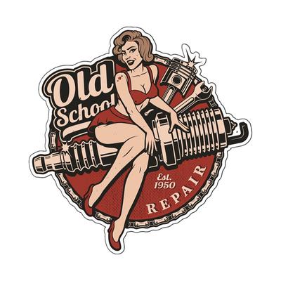 Tri Koshki KCS125 Pin up Repair Girl старая школьная наклейка Bobber Cafe Racer Ретро автомобильная наклейка ПВХ красочные наклейки