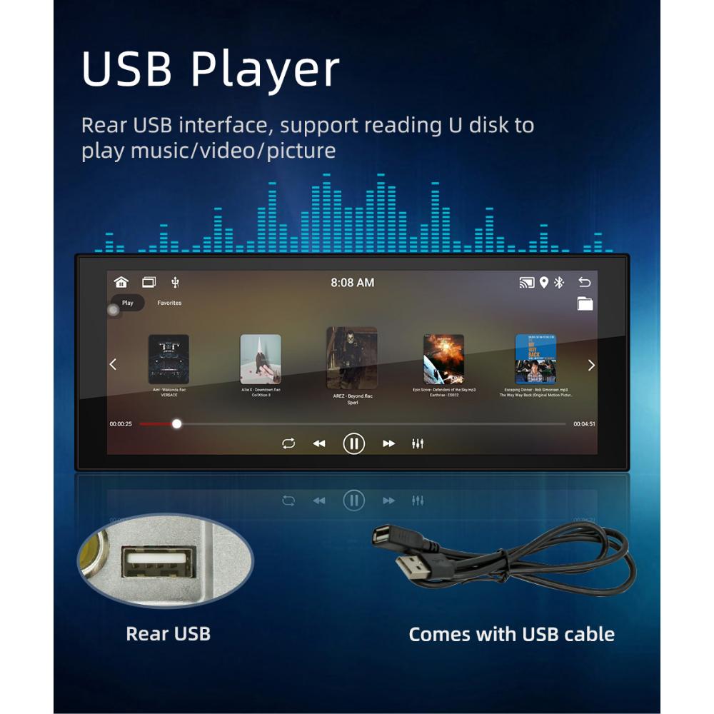 Универсальный 6,9-дюймовый радиоплеер Android с сенсорным экраном 1 Din Wi-Fi Автомобильная стереосистема Видео GPS-навигация IPS-экран 1 + 16 ГБ