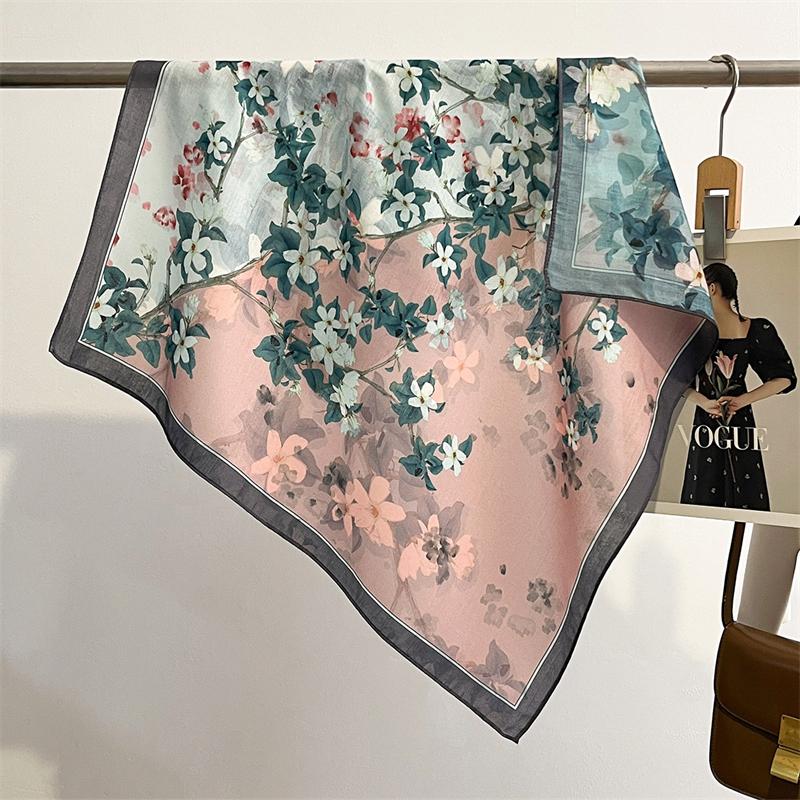 Summer Elegant Women 68cm Cotton Feeling Square Hair Scarf Dot Print Beach Stoles Hijab Shawl Wraps Bandana Echarpe