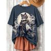 Women's Short Sleeved Round Neck Cartoon Printed T-shirt