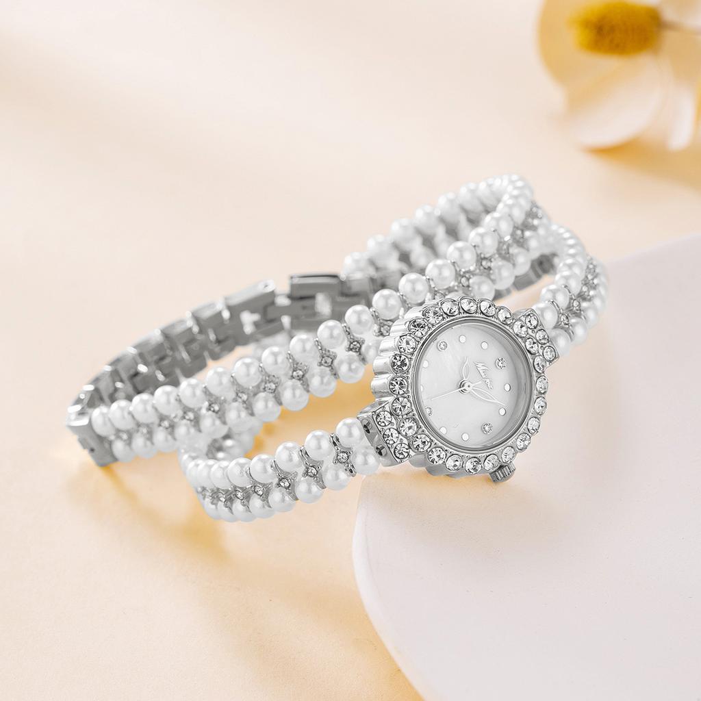 MISSFOX-Romantic Temperament женские часы с бриллиантами, высококачественный нишевый браслет с жемчугом, водонепроницаемые кварцевые часы
