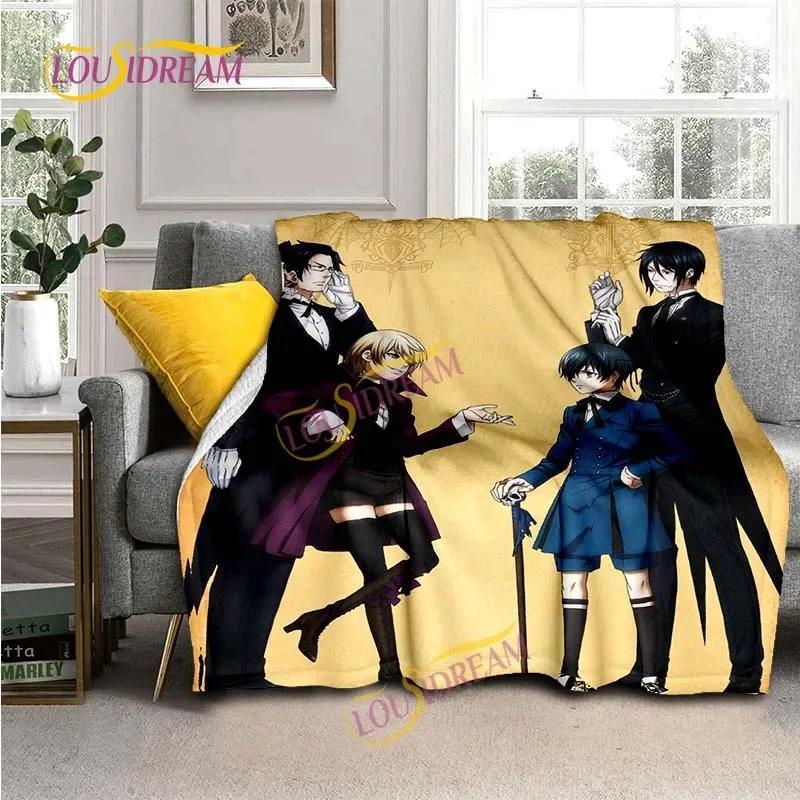 Фланелевое одеяло с анимацией «Темный дворецкий», удобное, домашнее одеяло для пикника, подходит для всех сезонов