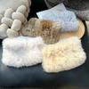 Women's Hand-Knitted Soft Real Rabbit Fur Headband Knitted Fur Scarf Warm Empty Top Plush Hat Autumn and Winter Fur Accessories