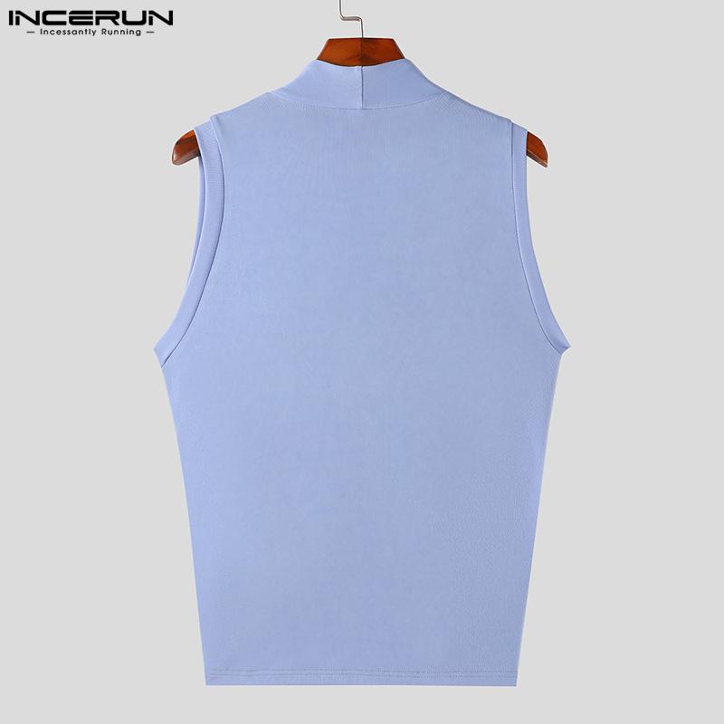 INCERUN Мужские майки без рукавов с глубоким V-образным вырезом, летние, с перекрещивающимися спереди жилетками